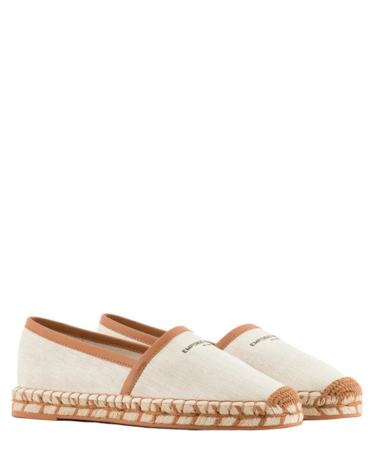 Espadrillas in lino con profili in cuoio-Emporio Armani-Espadrillas-Vittorio Citro Boutique
