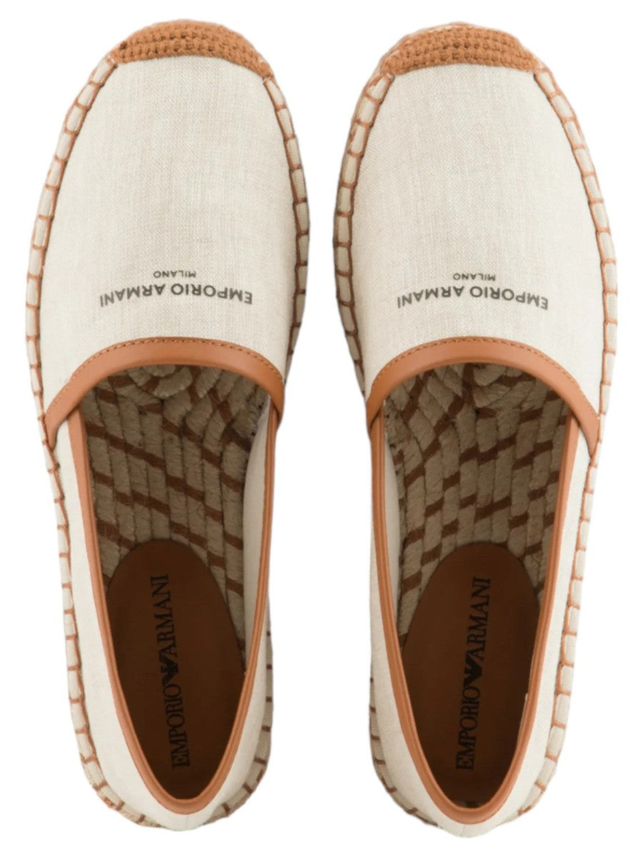 Espadrillas in lino con profili in cuoio-Emporio Armani-Espadrillas-Vittorio Citro Boutique