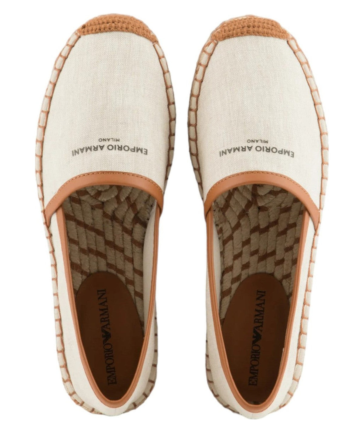 Espadrillas in lino con profili in cuoio-Emporio Armani-Espadrillas-Vittorio Citro Boutique