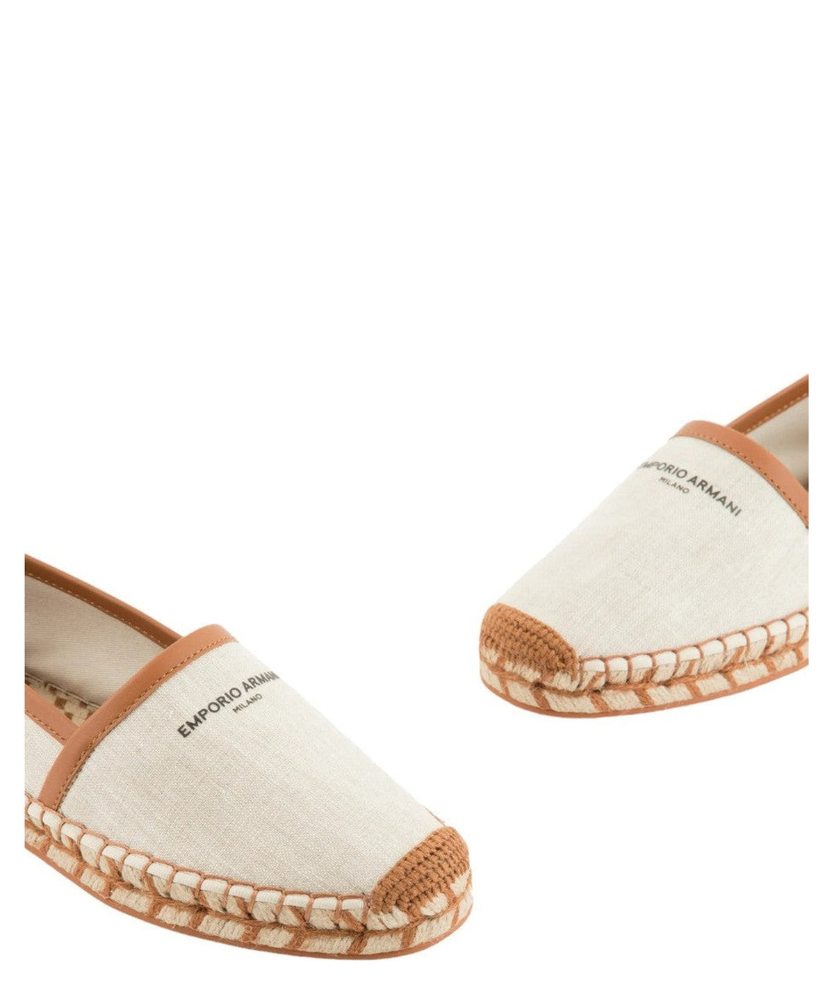 Espadrillas in lino con profili in cuoio-Emporio Armani-Espadrillas-Vittorio Citro Boutique