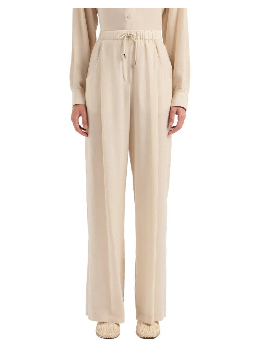 Pantaloni a palazzo in tessuto fluido-Emporio Armani-Pantaloni-Vittorio Citro Boutique