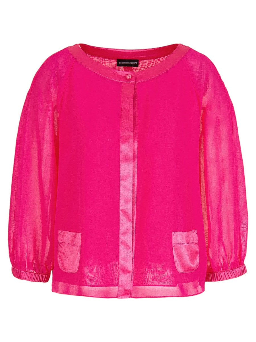 Camicia in georgette con dettagli in raso-Emporio Armani-Camicie-Vittorio Citro Boutique