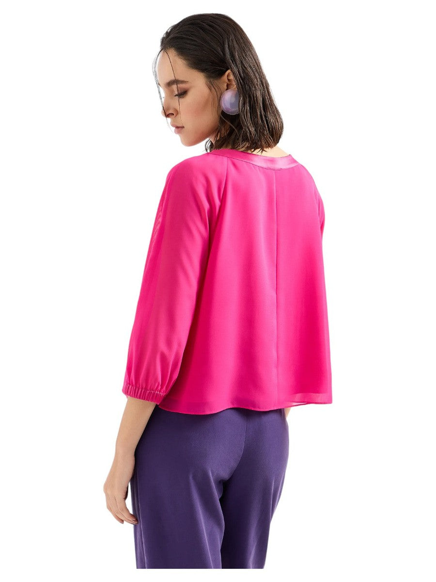 Camicia in georgette con dettagli in raso-Emporio Armani-Camicie-Vittorio Citro Boutique