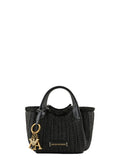Borsa a mano in paglia intrecciata con charm logo-Emporio Armani-Borse a mano-Vittorio Citro Boutique