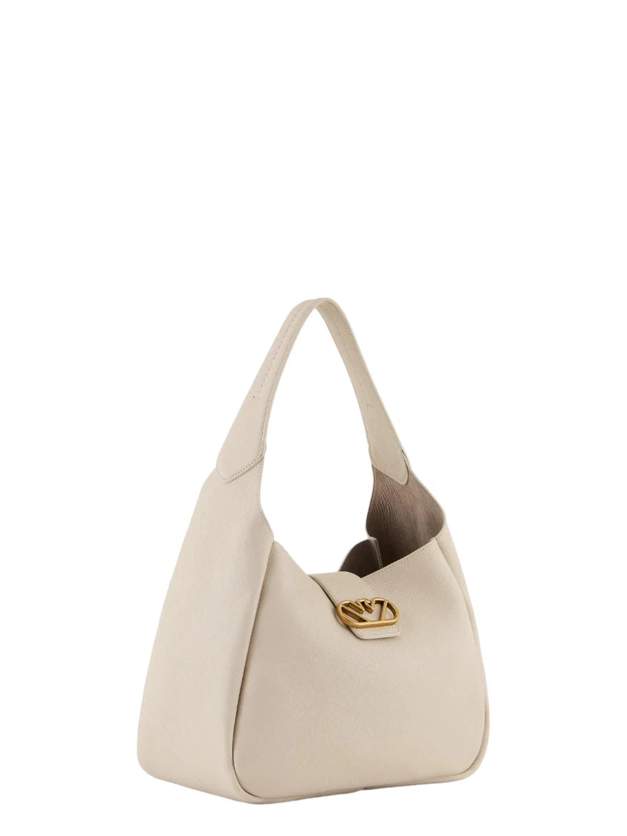 Borsa a spalla hobo in pelle con fibbia aquila-Emporio Armani-Borse a spalla-Vittorio Citro Boutique
