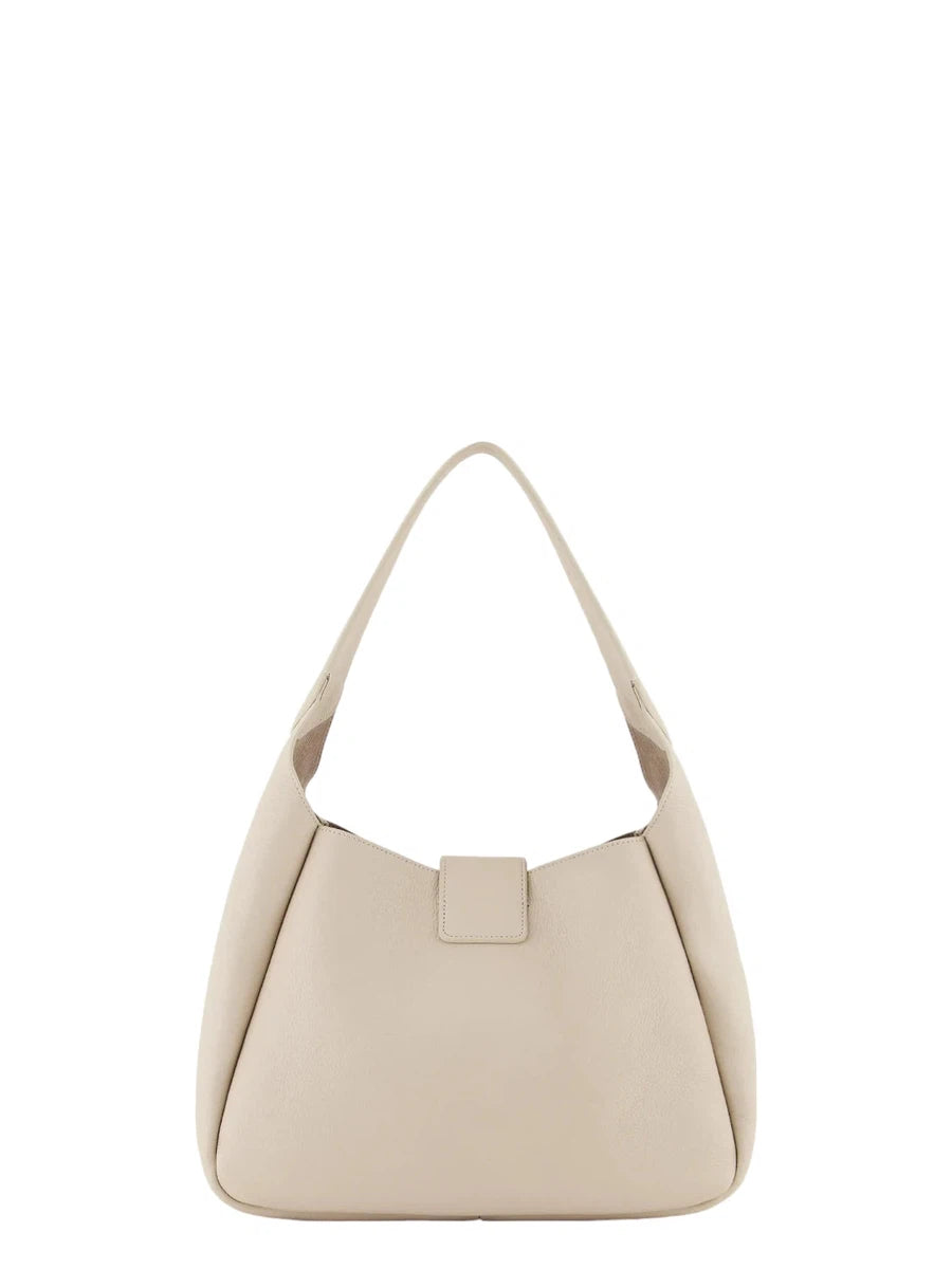 Borsa a spalla hobo in pelle con fibbia aquila-Emporio Armani-Borse a spalla-Vittorio Citro Boutique