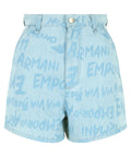 Shorts in Denim Light con Stampa Lettering-Emporio Armani-Shorts-Vittorio Citro Boutique