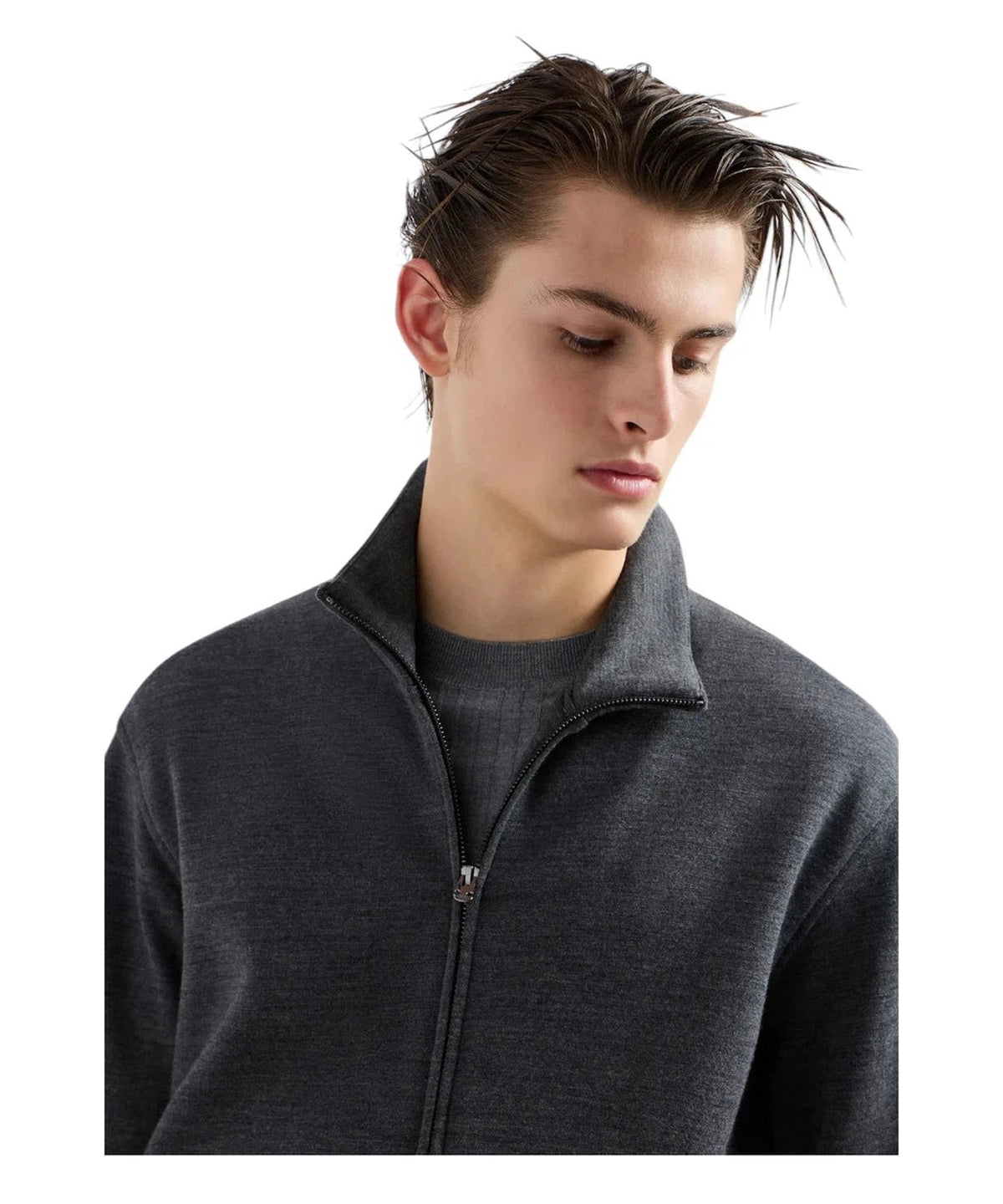 Cardigan full zip in jersey misto lana vergine Travel Essential-Emporio Armani-Maglieria-Vittorio Citro Boutique