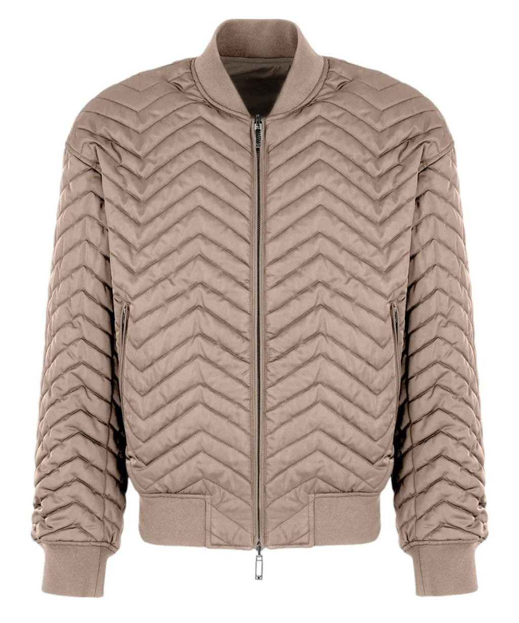 Bomber Reversibile in Raso Tecnico Matelassé con Motivo Chevron-Emporio Armani-Piumini-Vittorio Citro Boutique