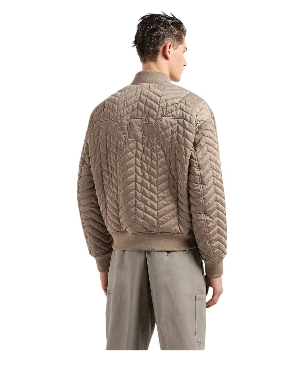 Bomber Reversibile in Raso Tecnico Matelassé con Motivo Chevron-Emporio Armani-Piumini-Vittorio Citro Boutique
