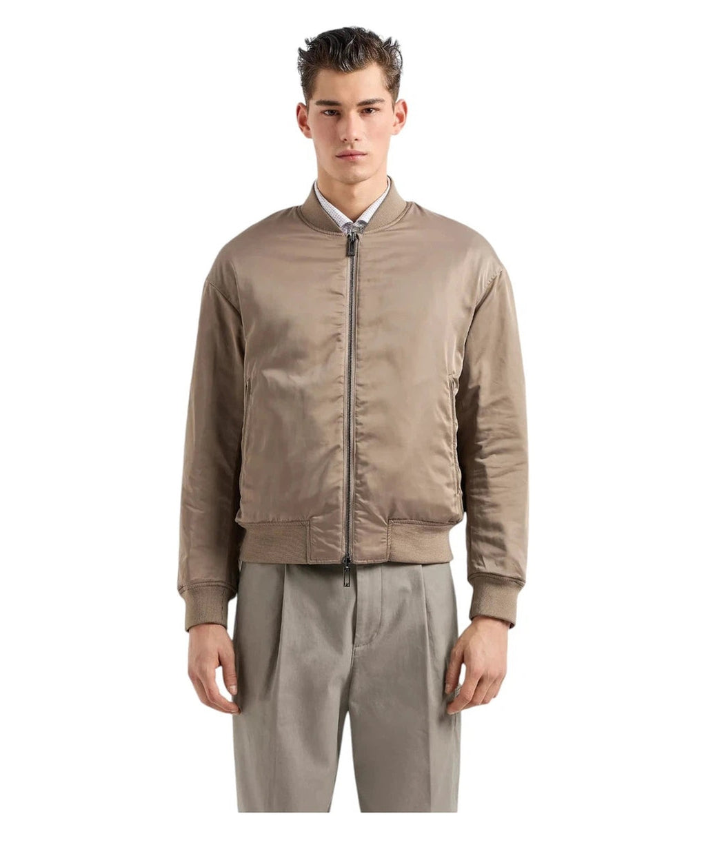 Bomber Reversibile in Raso Tecnico Matelassé con Motivo Chevron-Emporio Armani-Piumini-Vittorio Citro Boutique