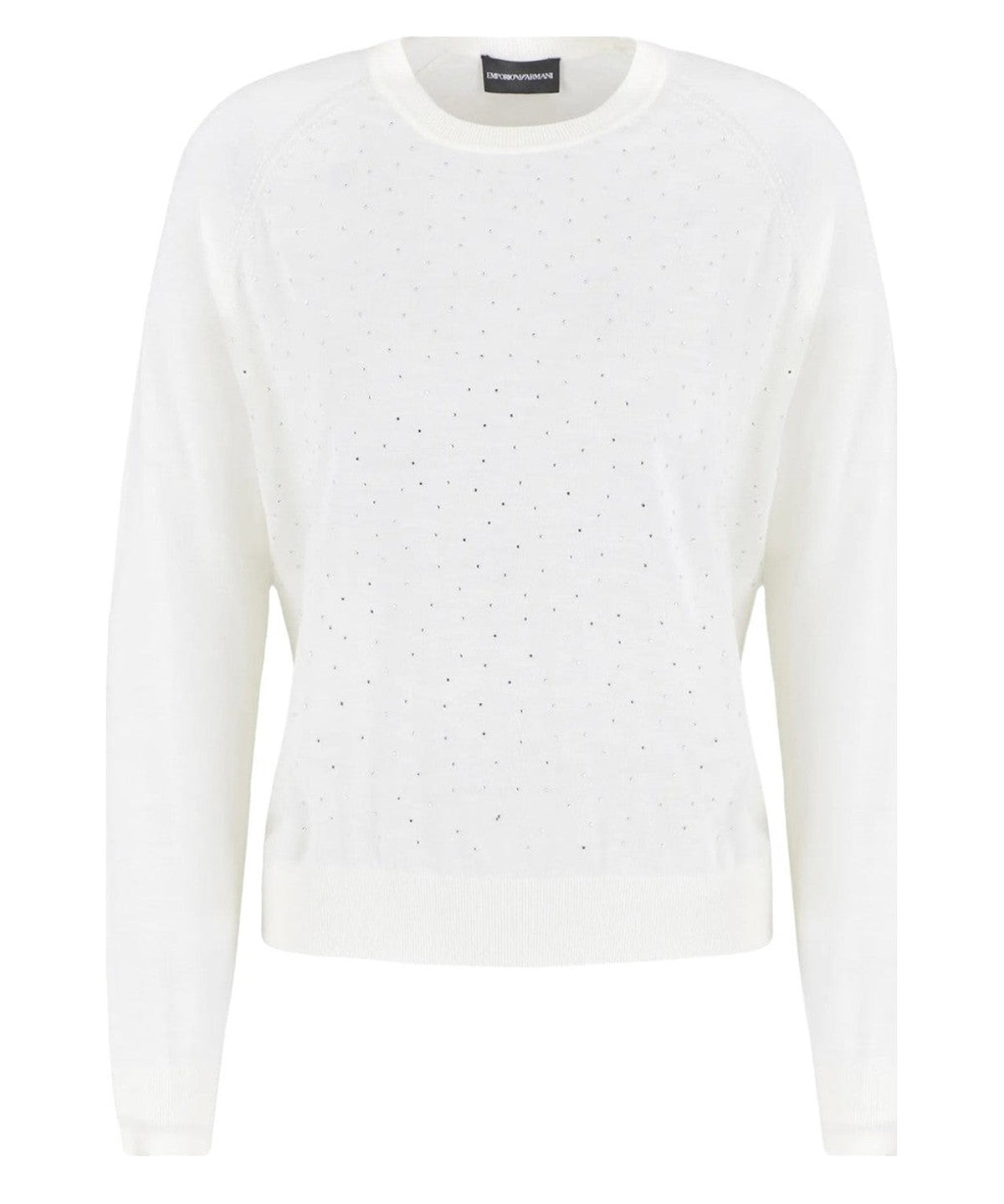 Maglione in lana rasata con micro strass-Emporio Armani-Maglieria-Vittorio Citro Boutique