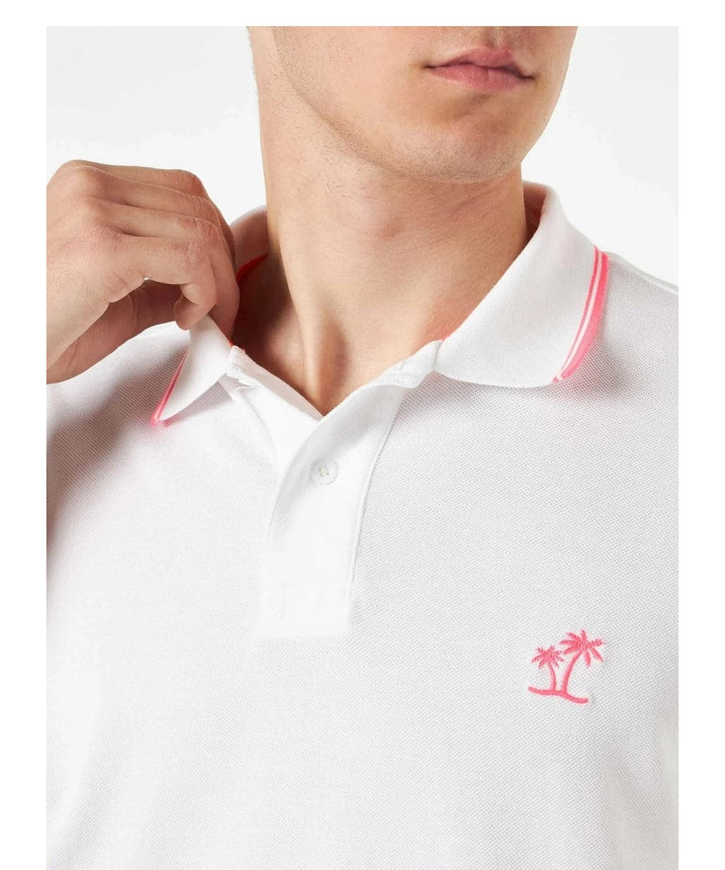 Polo in piquet bianco con ricamo di palme-Mc2 Saint Barth-Polo-Vittorio Citro Boutique