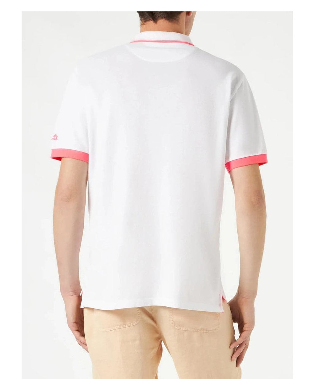 Polo in piquet bianco con ricamo di palme-Mc2 Saint Barth-Polo-Vittorio Citro Boutique