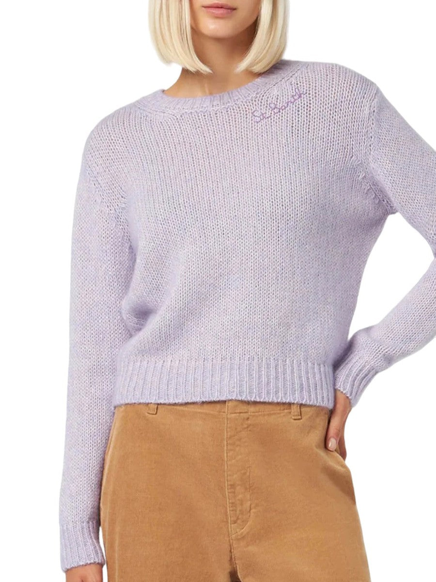 Maglia girocollo morbida crop con ricamo St. Barth-Mc2 Saint Barth-Maglieria-Vittorio Citro Boutique