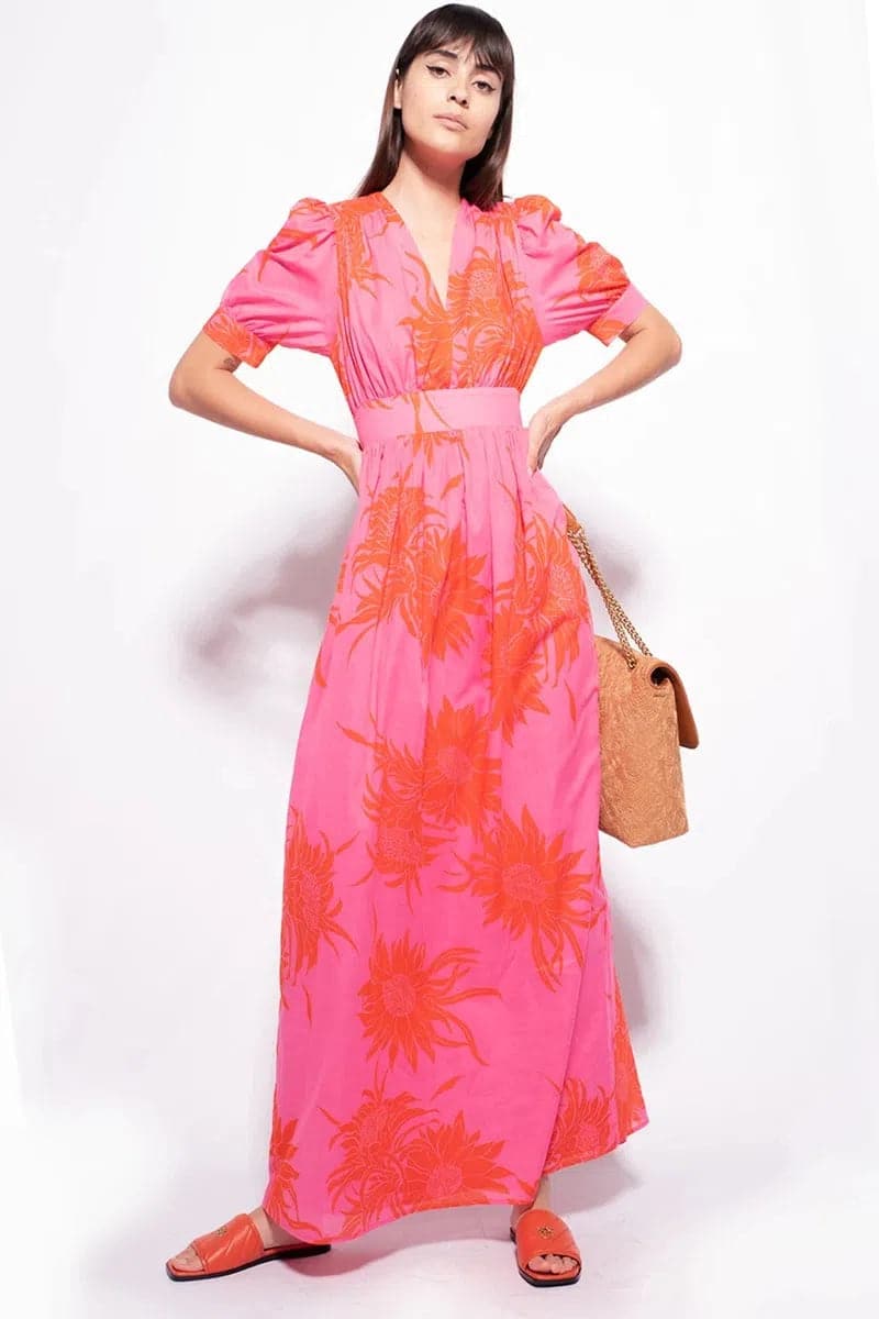ABITO LUNGO STAMPA MACROFIORE-Abiti-Pinko-Vittorio Citro Boutique