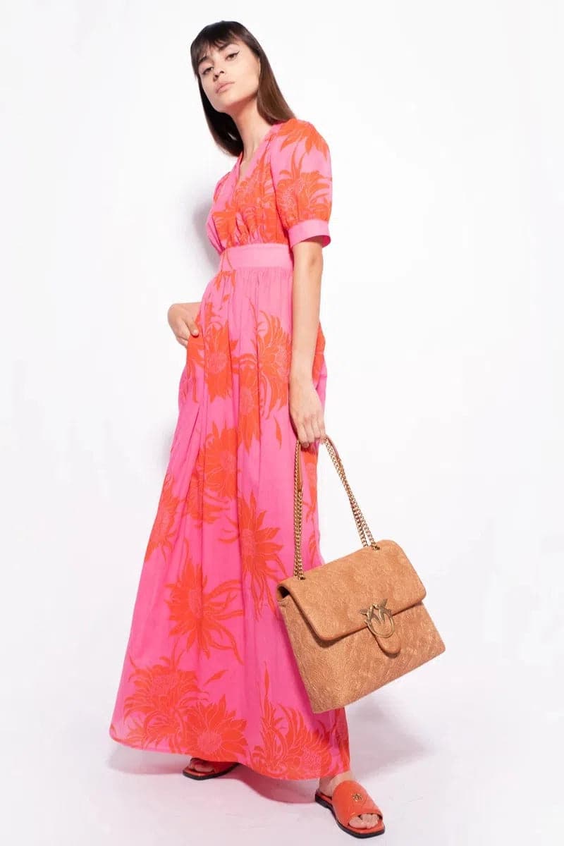 ABITO LUNGO STAMPA MACROFIORE-Abiti-Pinko-Vittorio Citro Boutique
