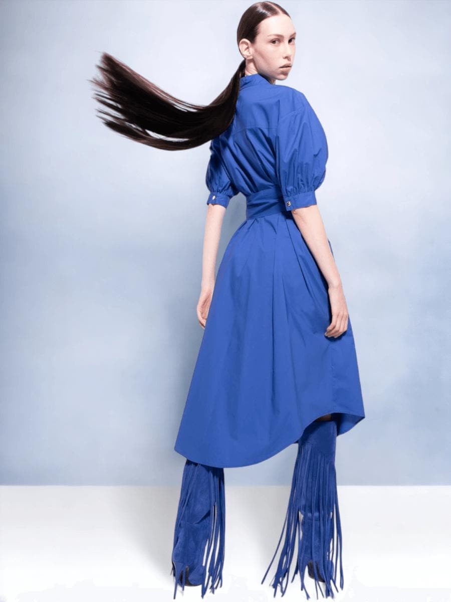 Chemisier in popeline di cotone con fusciacca - Vittorio Citro Boutique