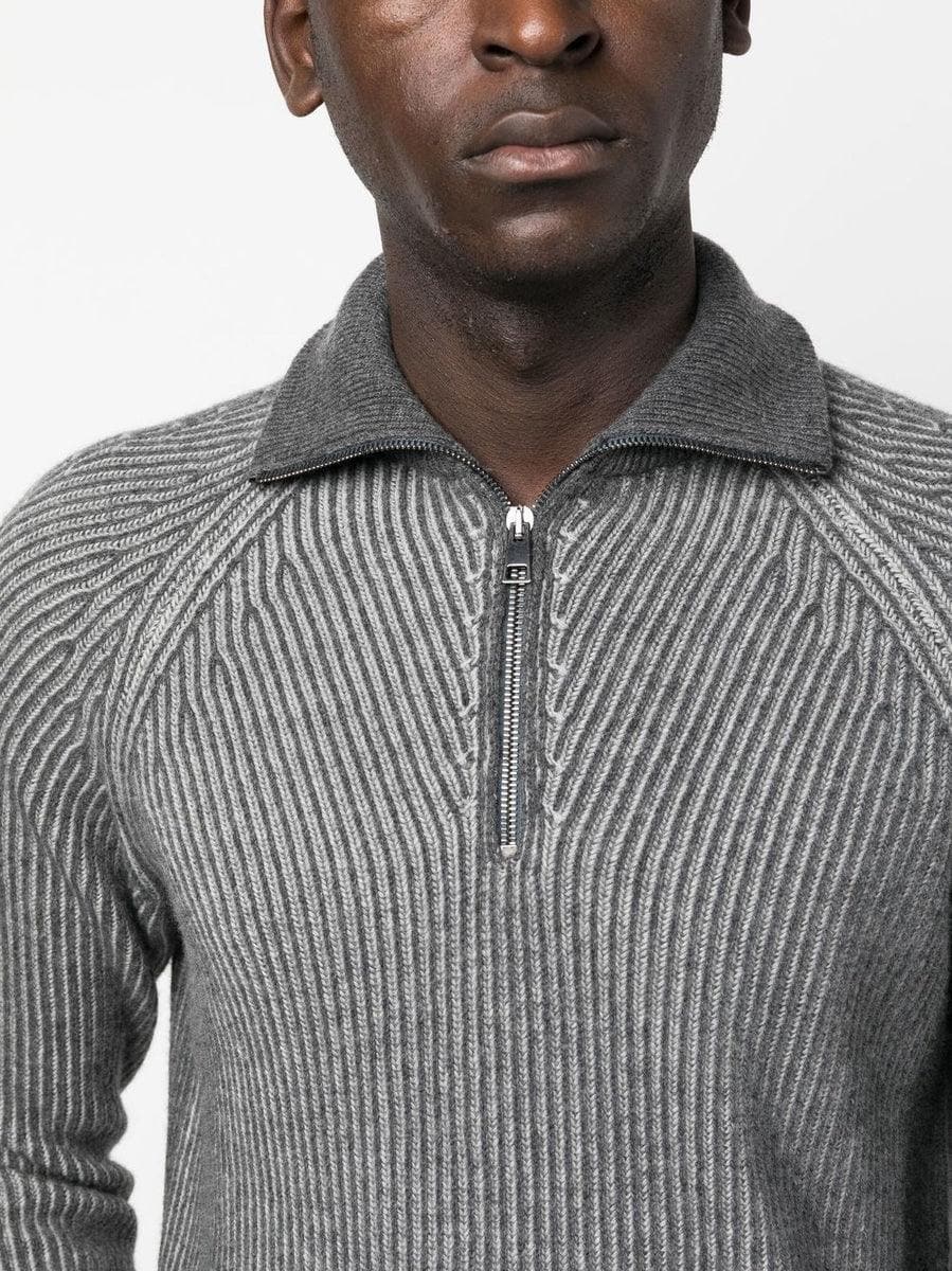 Maglia con mezza zip in maglia a costine - Vittorio Citro Boutique