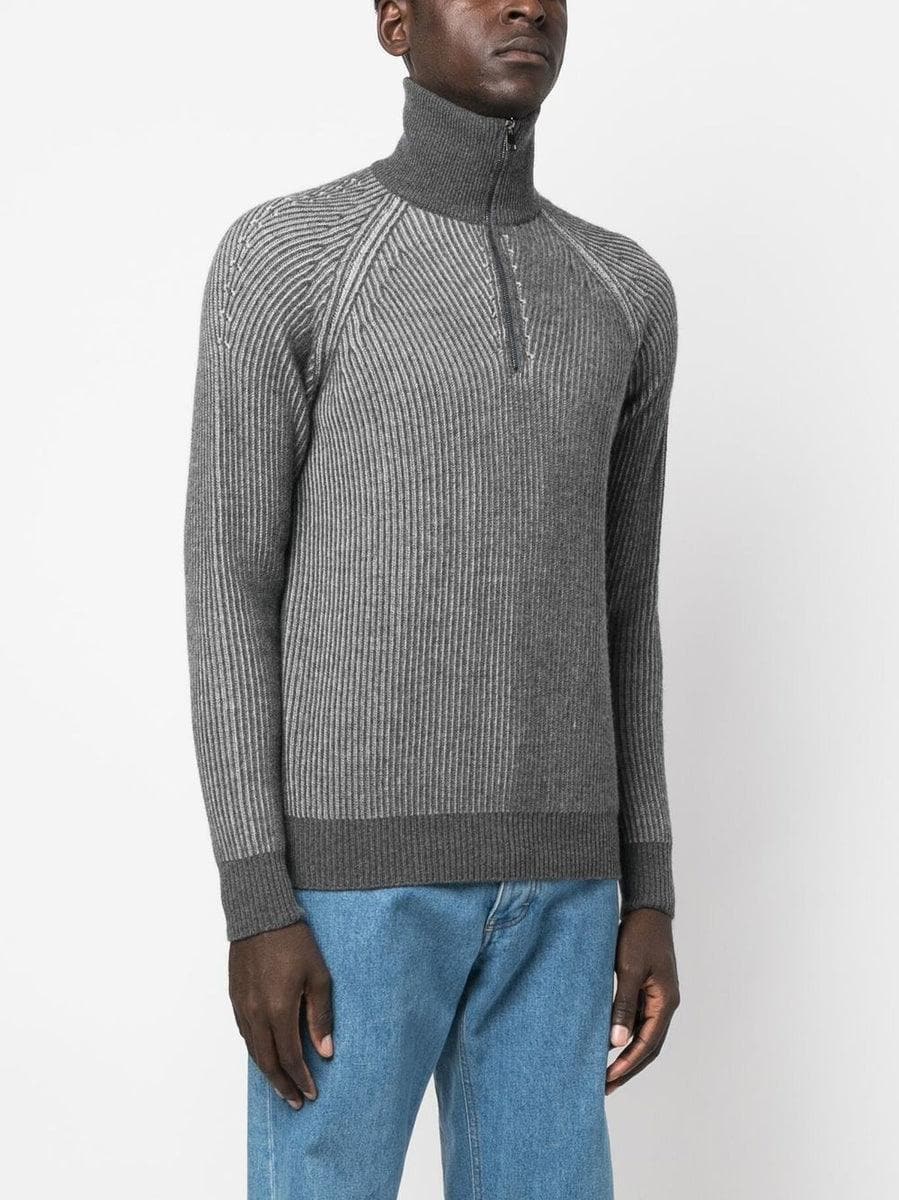 Maglia con mezza zip in maglia a costine - Vittorio Citro Boutique