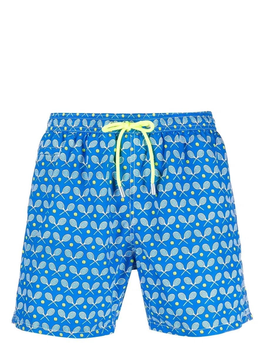 Pantaloncini da bagno uomo in tessuto leggero con stampa tennis - Vittorio Citro Boutique