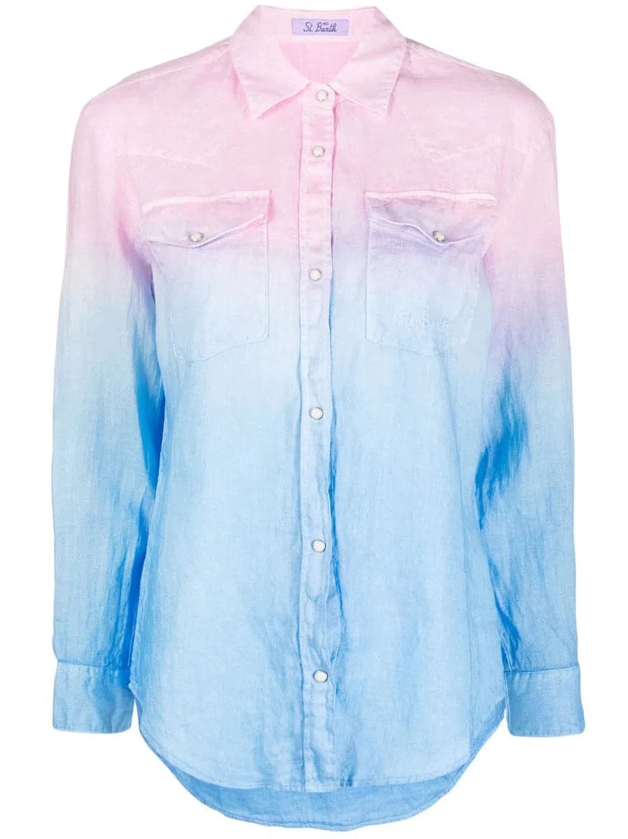 camicia a maniche lunghe con logo ricamato-Camicie-Mc2 Saint Barth-Vittorio Citro Boutique