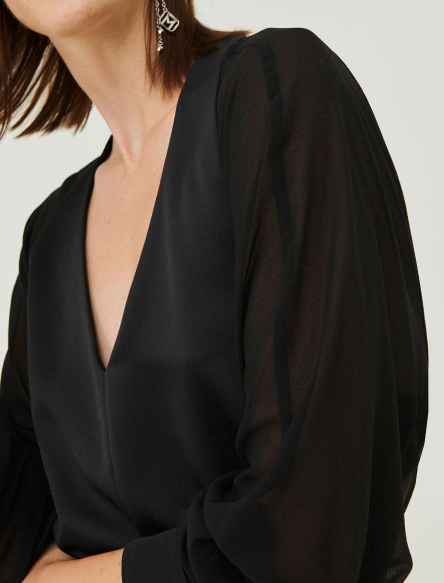 Blusa scollo a V in Satin - Vittorio Citro Boutique