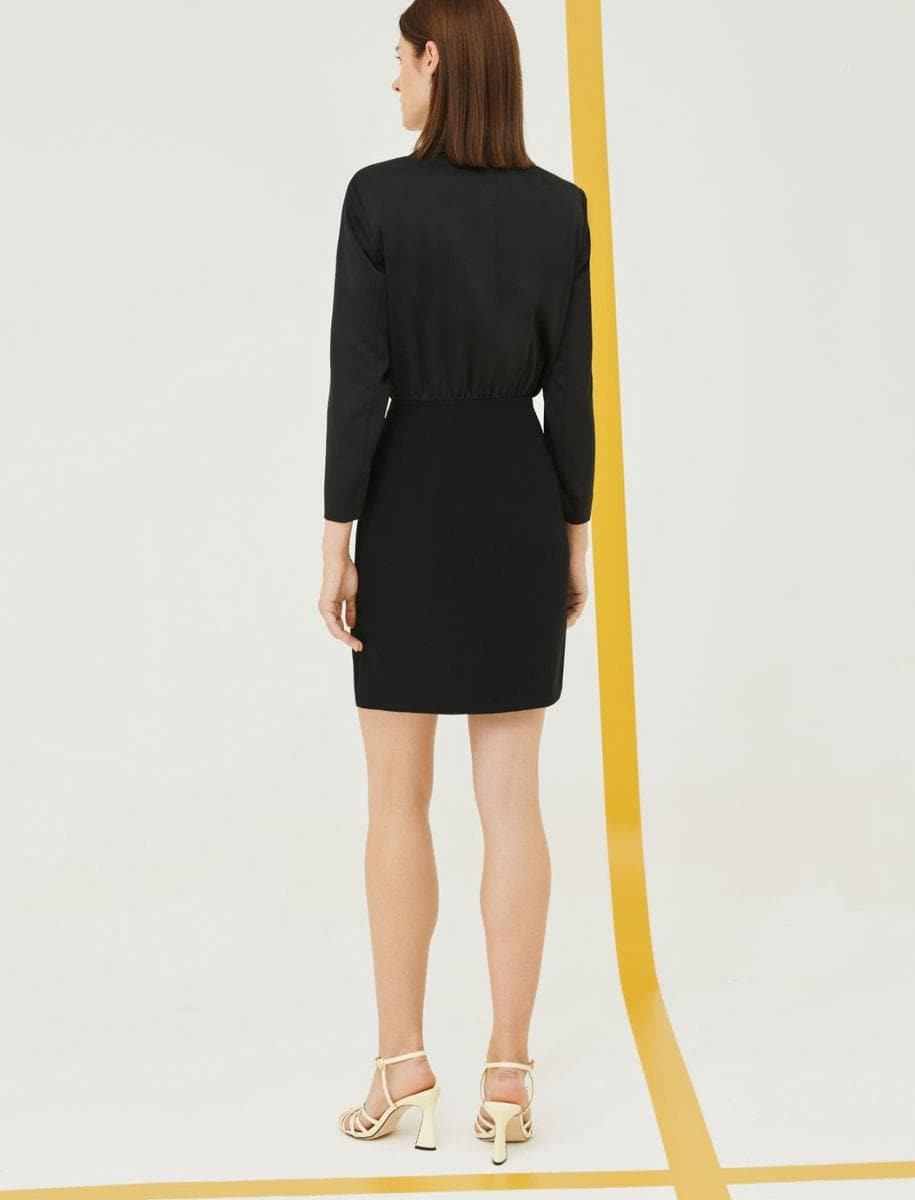 Abito corto in satin con gonna in crêpe - Vittorio Citro Boutique