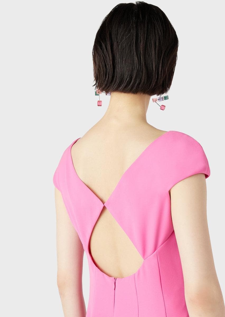 Abito longuette svasato con scollo a V in tecno cady - Vittorio Citro Boutique