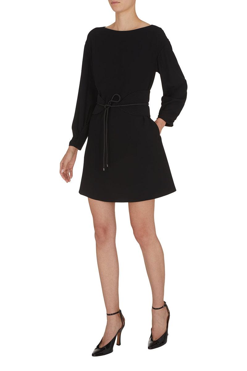 Abito tunica in tecno cady con fusciacca - Vittorio Citro Boutique