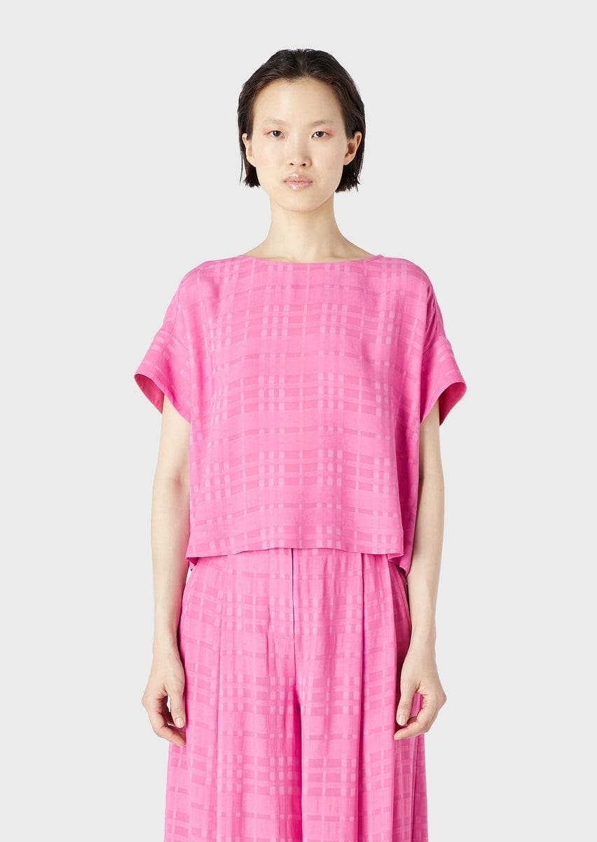 Top con bottoni sul retro in viscosa check - Vittorio Citro Boutique