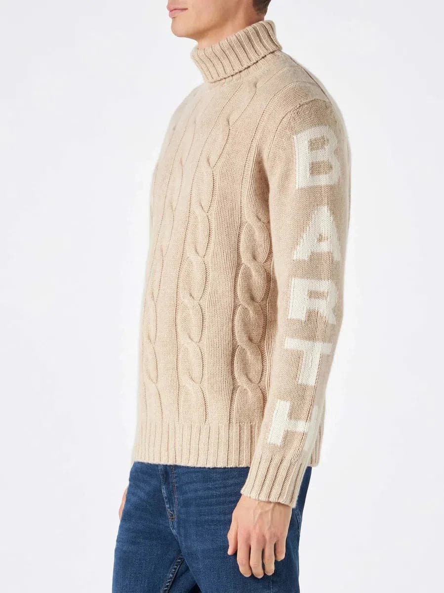 MC2 SAINT BARTH - Maglione dolcevita uomo a trecce con stampa - Vittorio Citro Boutique