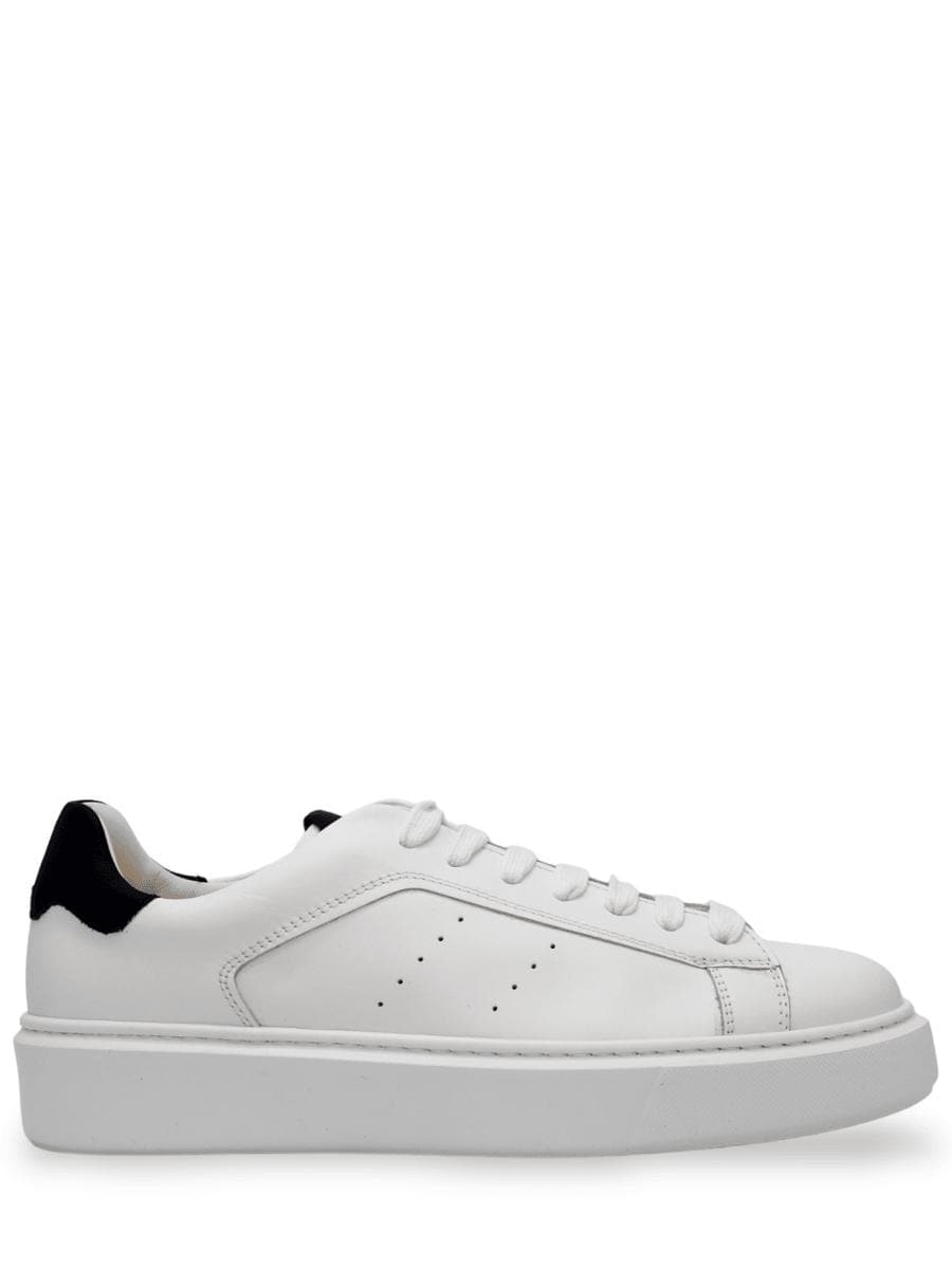 SNEAKERS IN PELLE CON DETTAGLIO TALLONE BLU - Vittorio Citro Boutique