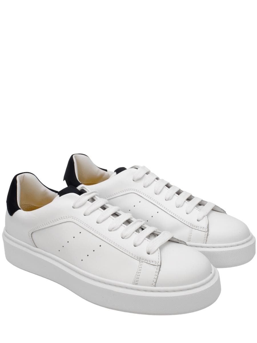 SNEAKERS IN PELLE CON DETTAGLIO TALLONE BLU - Vittorio Citro Boutique