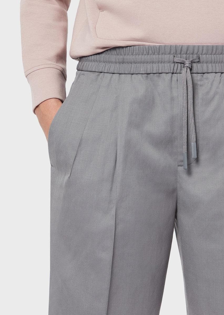 EMPORIO ARMANI - Bermuda con coulisse in twill di lana e lino - Vittorio Citro Boutique