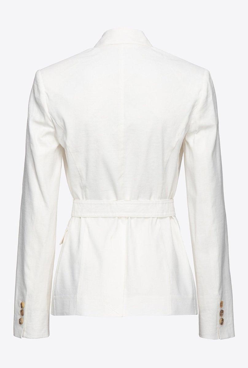 PINKO - Blazer in tela di lino con cintura love birds - Vittorio Citro Boutique