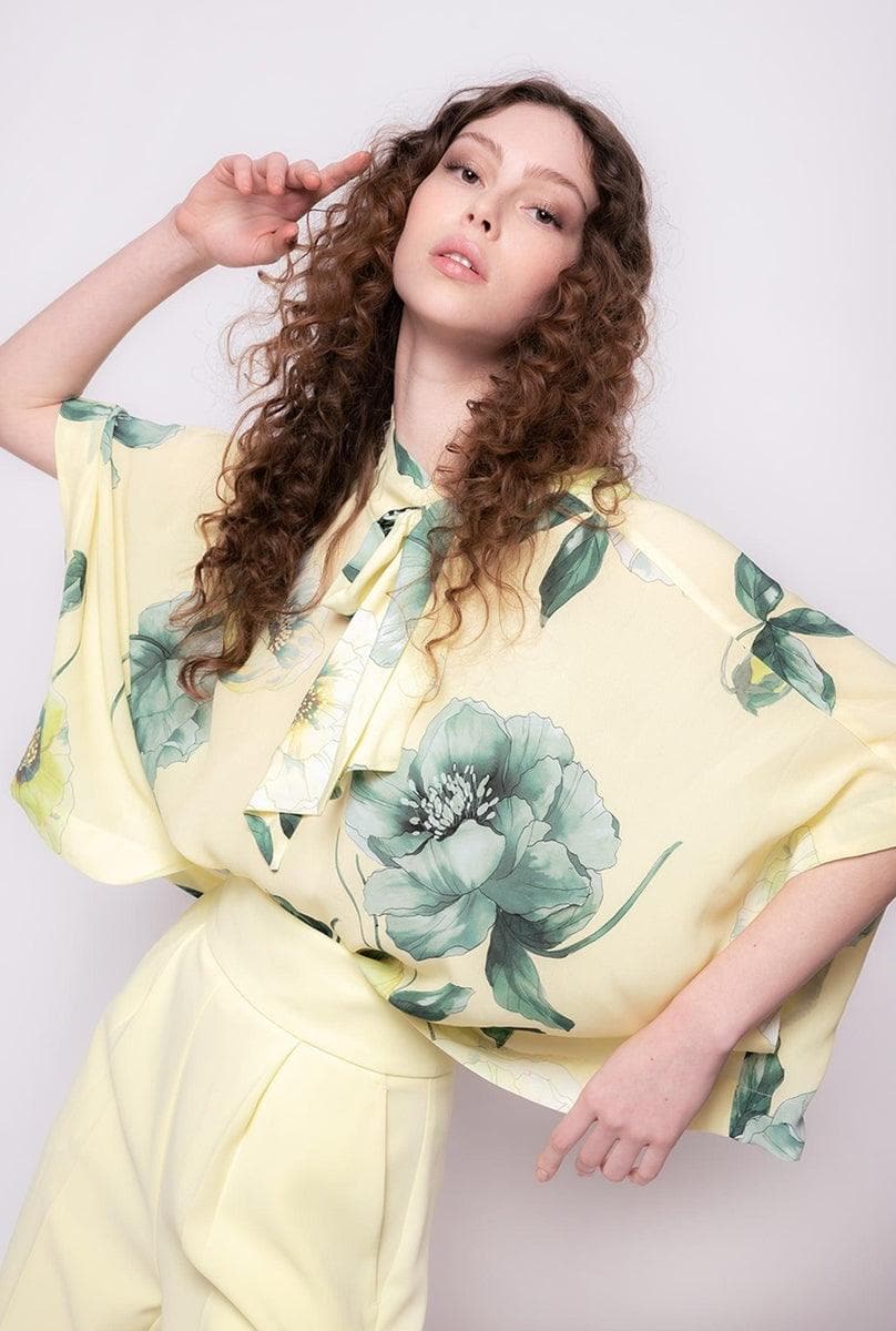 PINKO - Blusa corta con stampa rose - Vittorio Citro Boutique