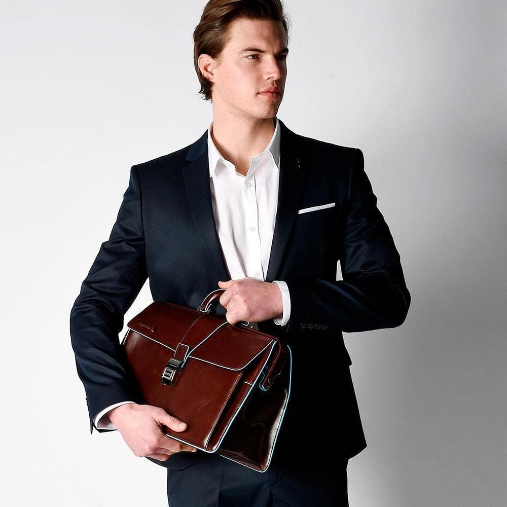 PIQUADRO - Borsa da dottore blue square - Vittorio Citro Boutique