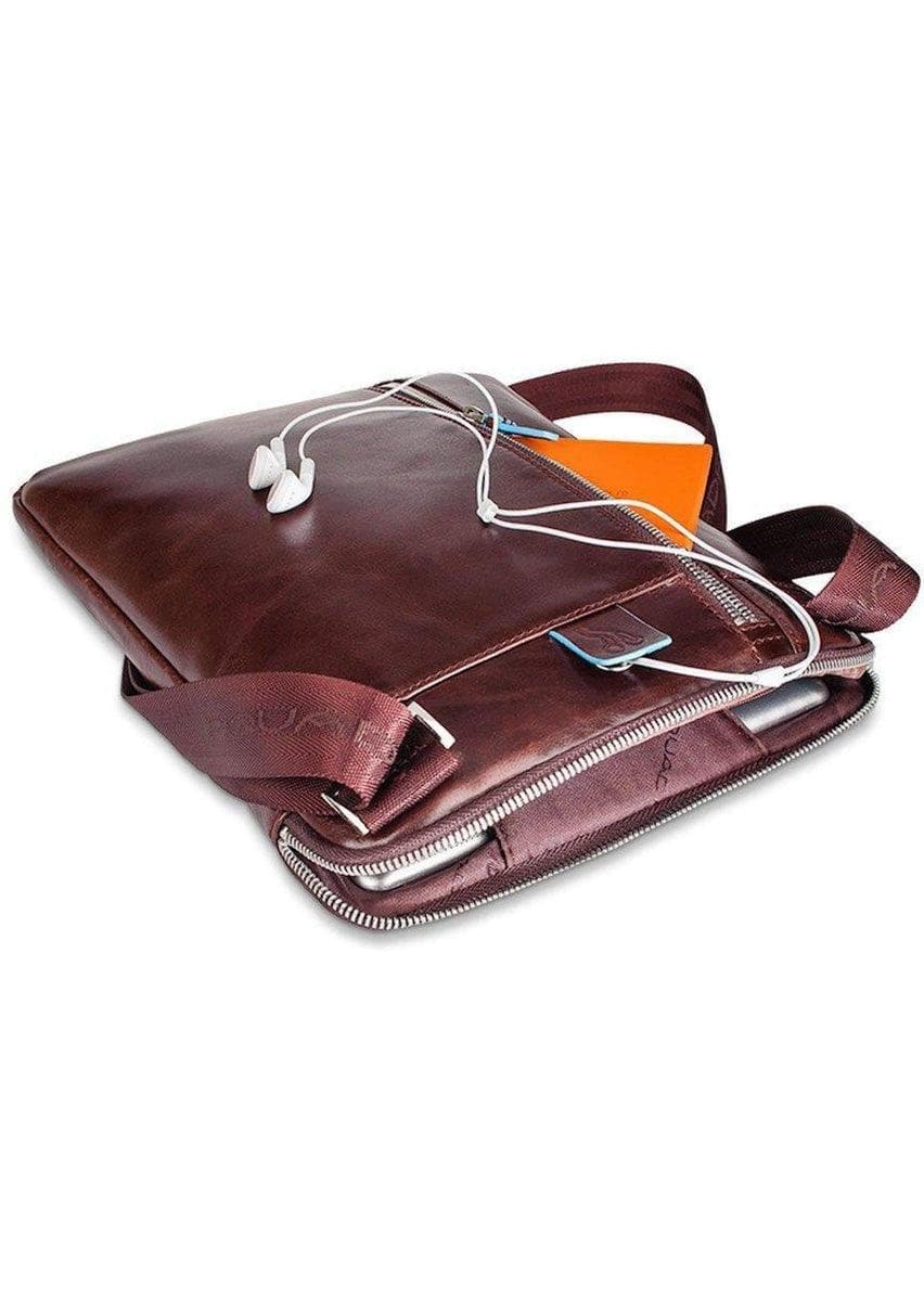 PIQUADRO - Borsello porta ipad/ipad®air, doppia tasca frontal blue square - Vittorio Citro Boutique