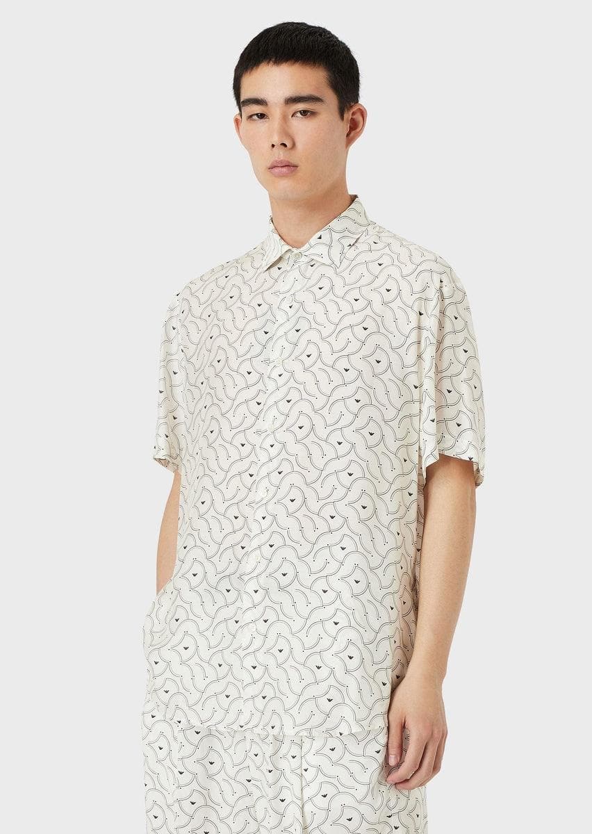 EMPORIO ARMANI - Camicia maniche corte in modal grafismo all over - Vittorio Citro Boutique