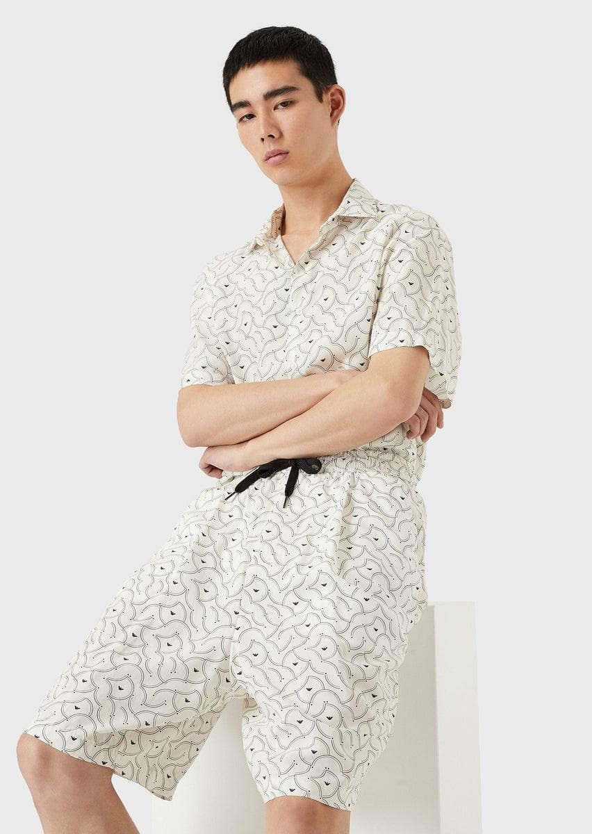 EMPORIO ARMANI - Camicia maniche corte in modal grafismo all over - Vittorio Citro Boutique
