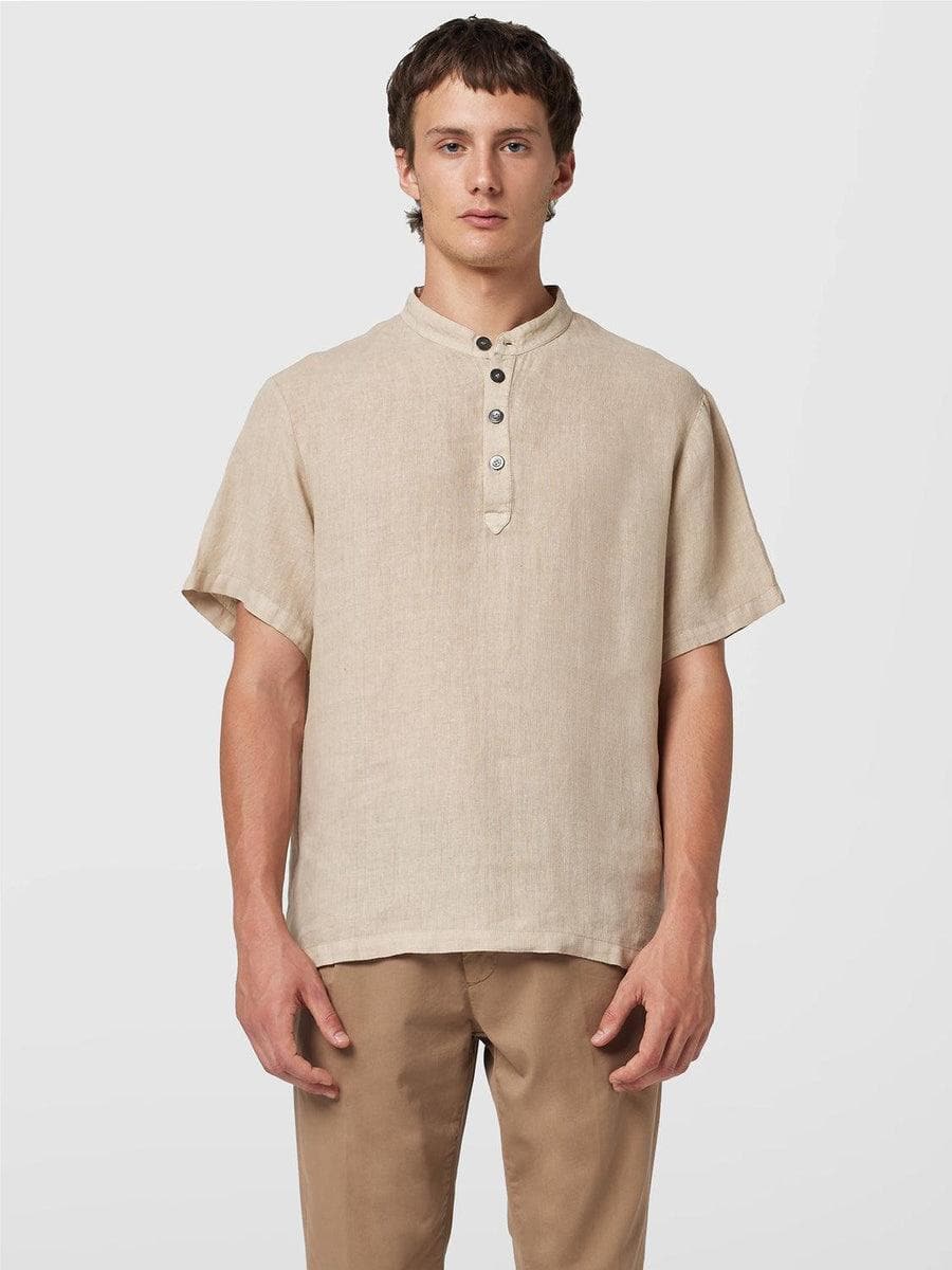 ALPHA STUDIO - Camicia serafino in lino navetta - Vittorio Citro Boutique