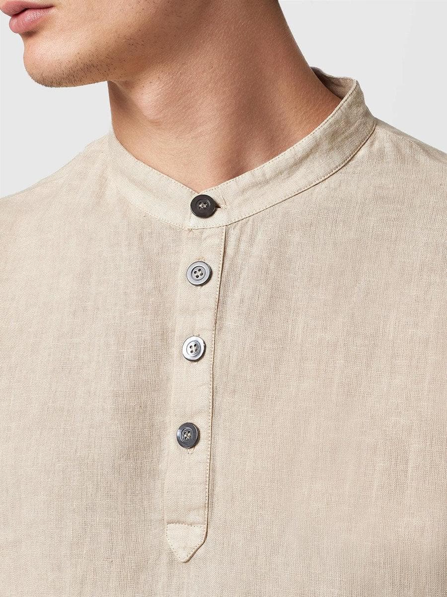 ALPHA STUDIO - Camicia serafino in lino navetta - Vittorio Citro Boutique