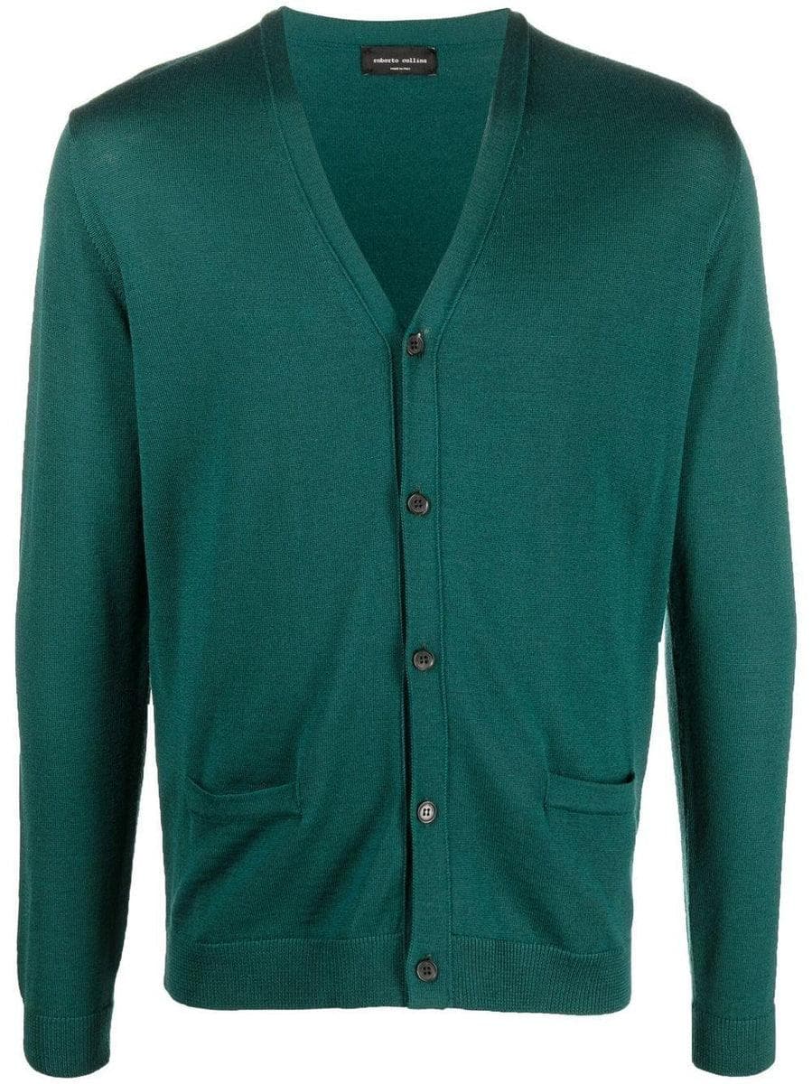 ROBERTO COLLINA - Cardigan in maglia fine con scollo a V - Vittorio Citro Boutique