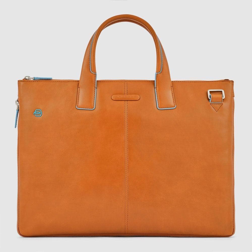 PIQUADRO - Cartellina sottile in pelle due manici blue square - Vittorio Citro Boutique