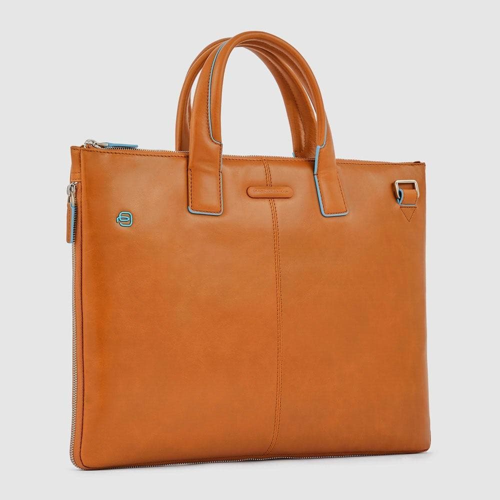 PIQUADRO - Cartellina sottile in pelle due manici blue square - Vittorio Citro Boutique