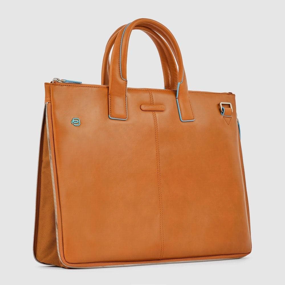 PIQUADRO - Cartellina sottile in pelle due manici blue square - Vittorio Citro Boutique