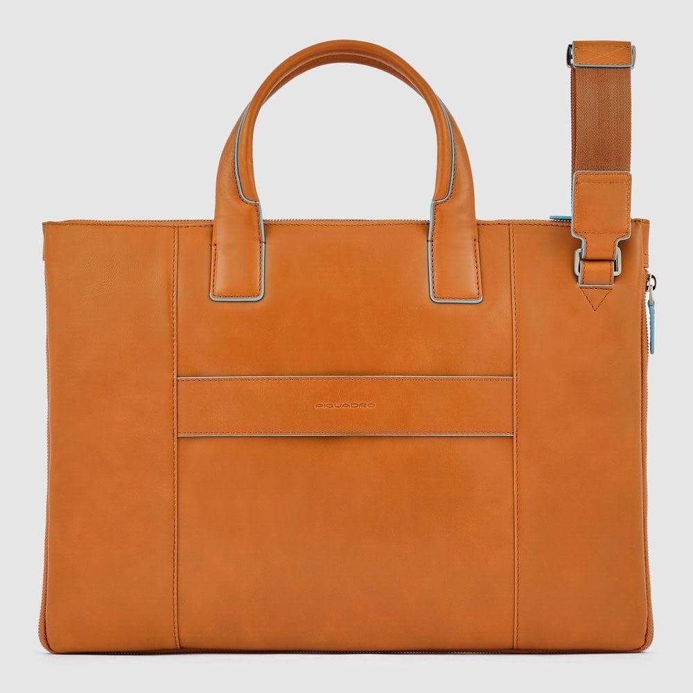 PIQUADRO - Cartellina sottile in pelle due manici blue square - Vittorio Citro Boutique