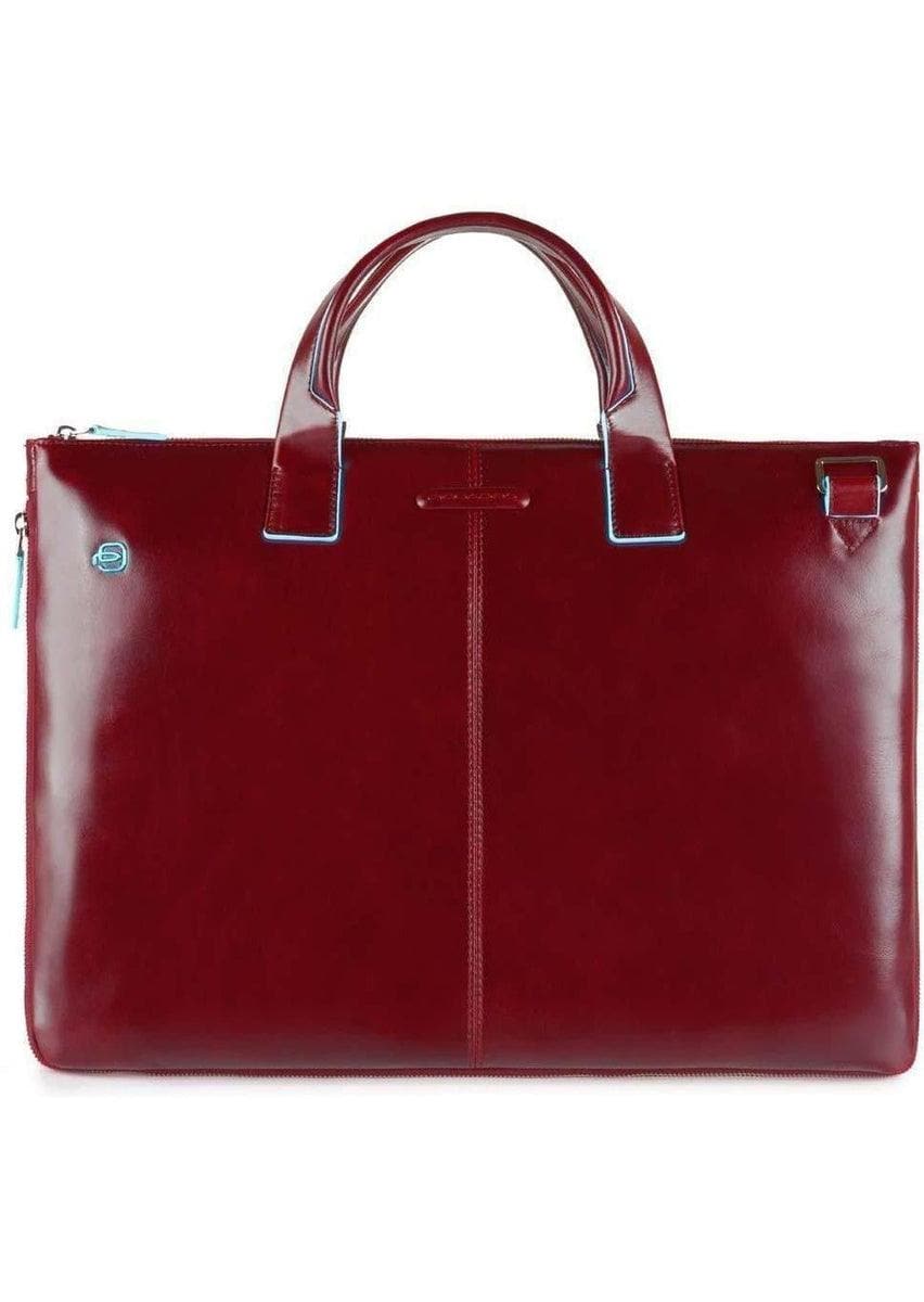 PIQUADRO - Cartellina sottile in pelle due manici blue square - Vittorio Citro Boutique