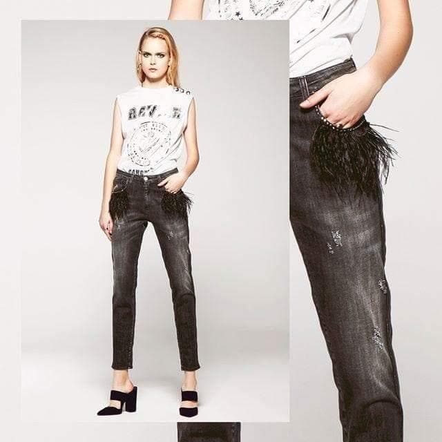 REVISE BLUE VIBES - Denim con piume - Vittorio Citro Boutique